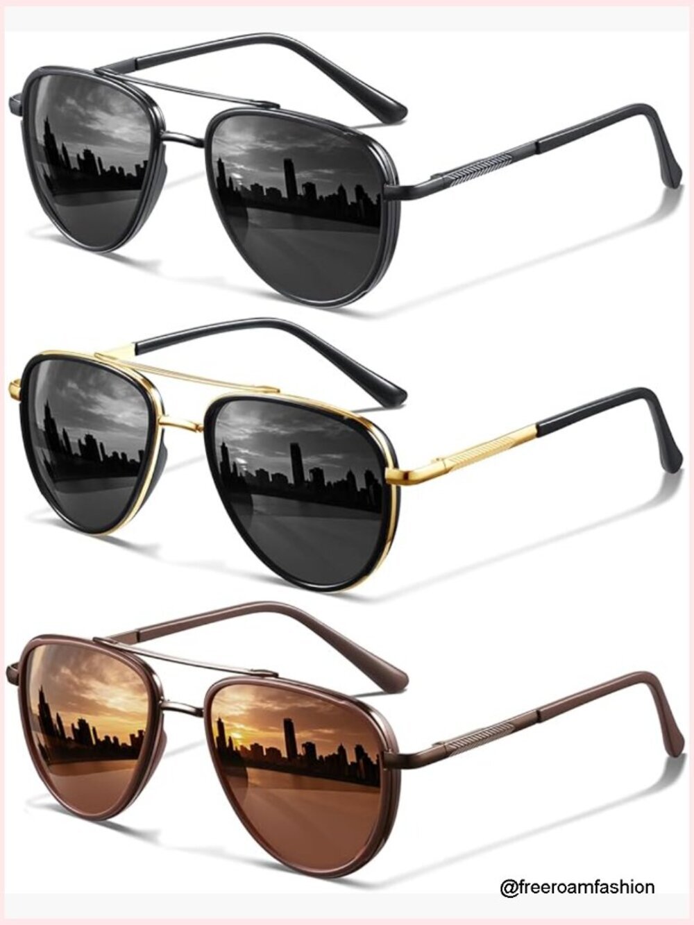 Polarized aviator sunglasses UV protection unisex vintage shades tangle free